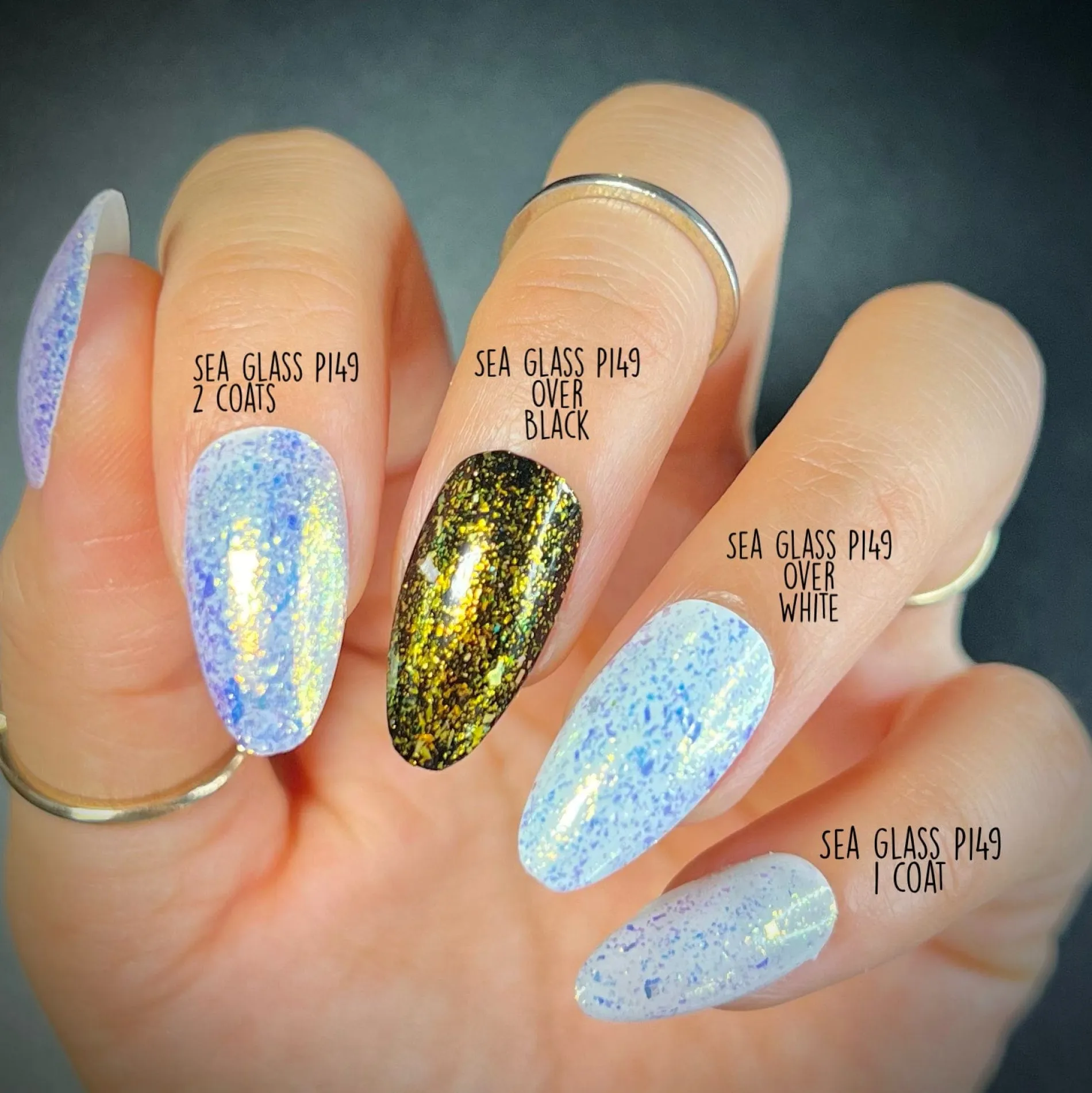 Ocean Crush: Sea Glass (P149) - Iridescent Gold/Silver Jelly Flakies Nail Polish