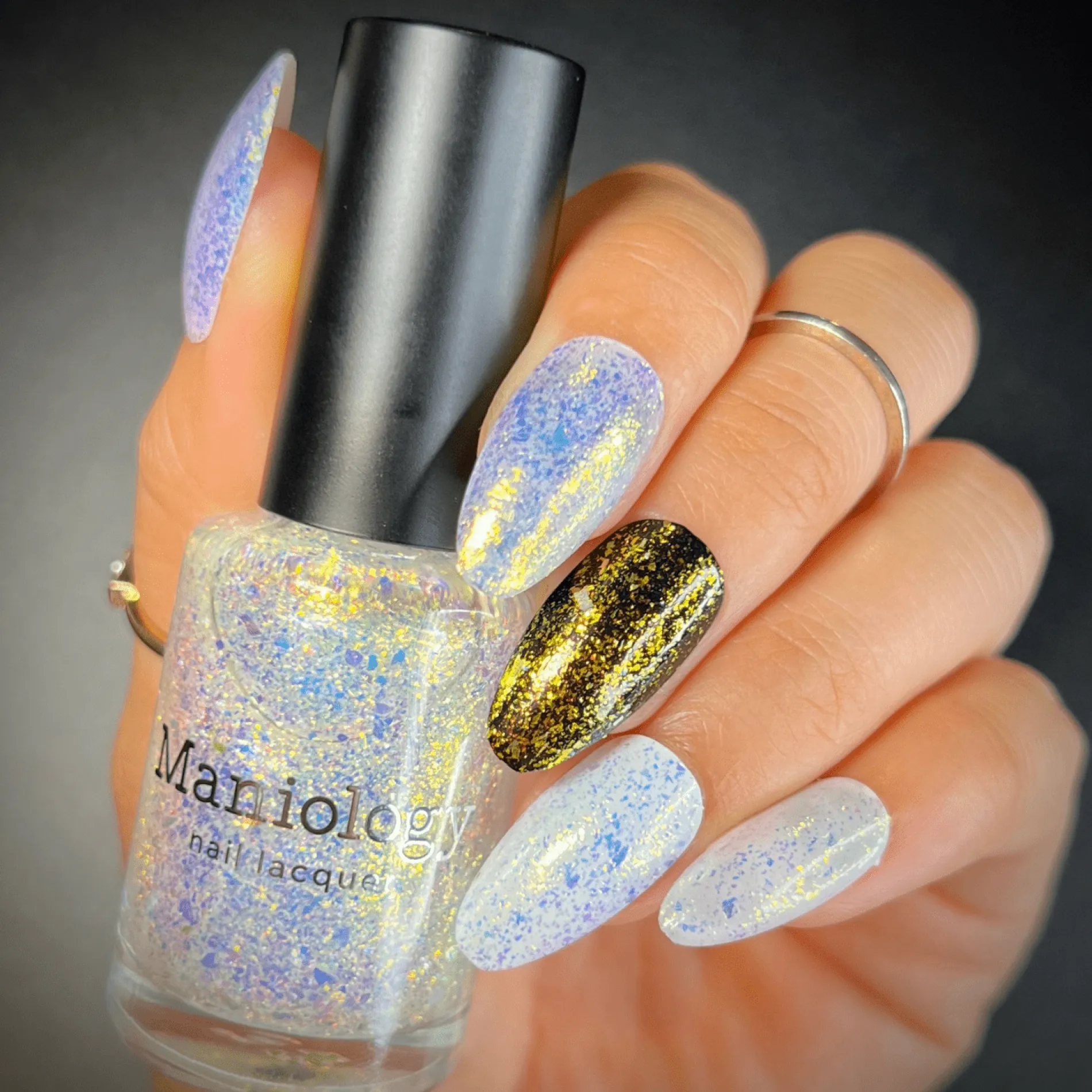 Ocean Crush: Sea Glass (P149) - Iridescent Gold/Silver Jelly Flakies Nail Polish