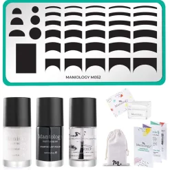 Pardon my French Stamping Bundle - 1 Plate, 2 Stamping Polishes, 1 Smudge Free Top Coat, Stamper & Scraper