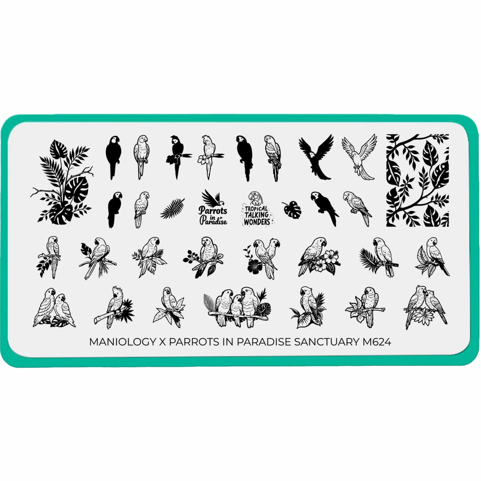 Parrots in Paradise Sanctuary (M624) - Nail Stamping Plate
