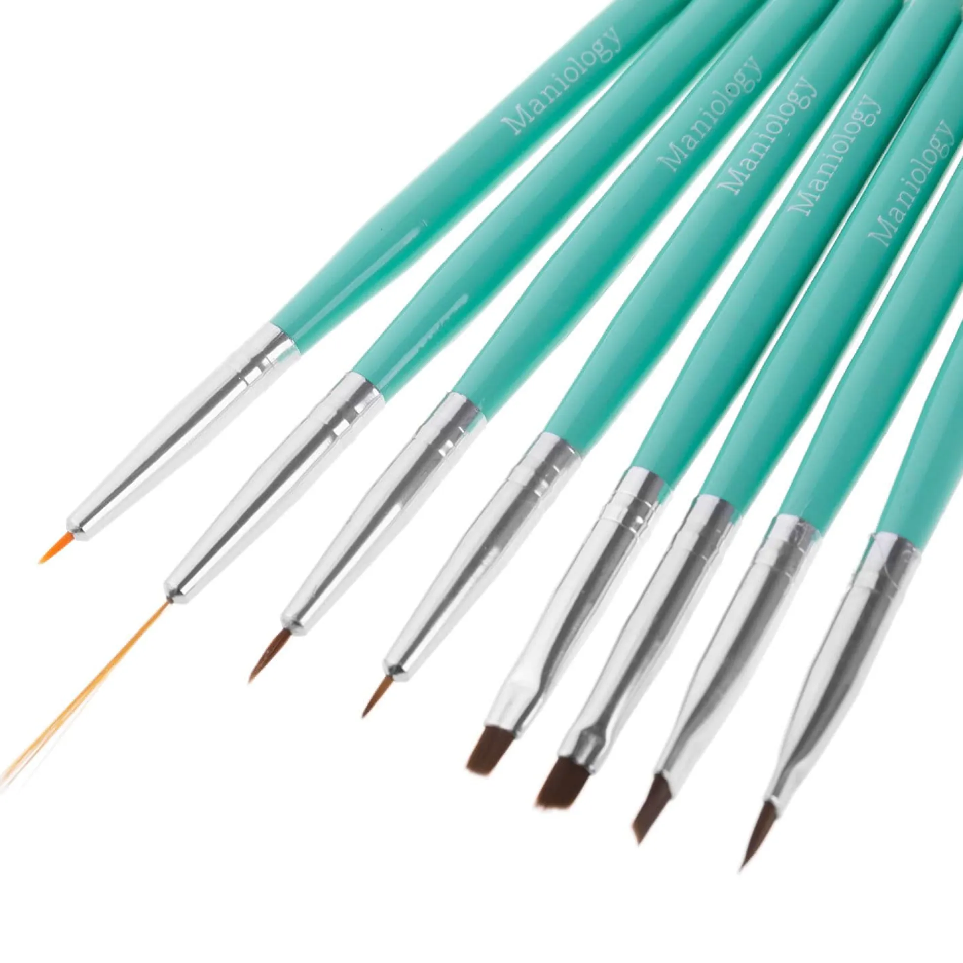 8pc Dual Sided Nail Art Brush and Dotting Tool Set - Cute Turquoise