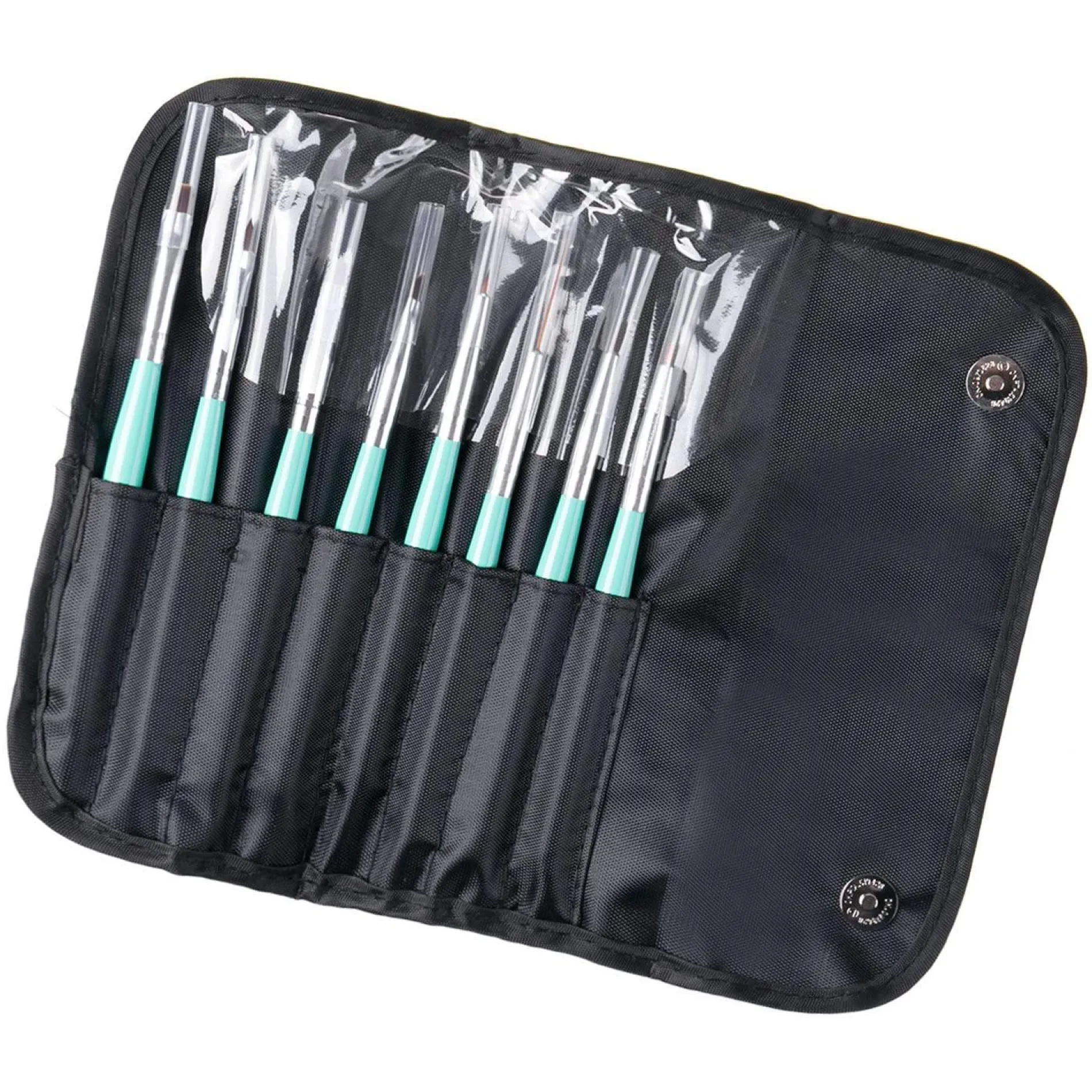 8pc Dual Sided Nail Art Brush and Dotting Tool Set - Cute Turquoise