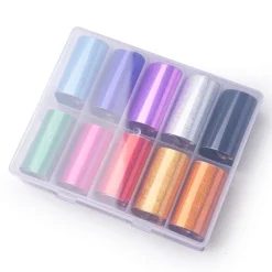 10pc Holographic Dazzling Nail Art Foil Sheets Set
