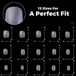 300pcs Full Cover Nail Tips for Extension in 15 Sizes - XS Squoval