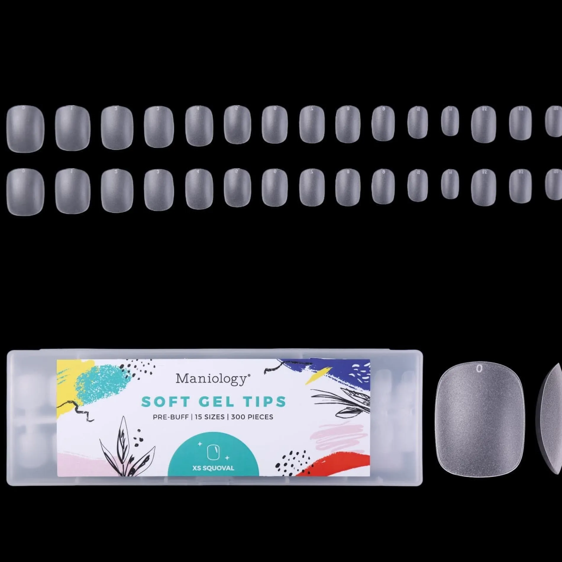 300pcs Full Cover Nail Tips for Extension in 15 Sizes - XS Squoval