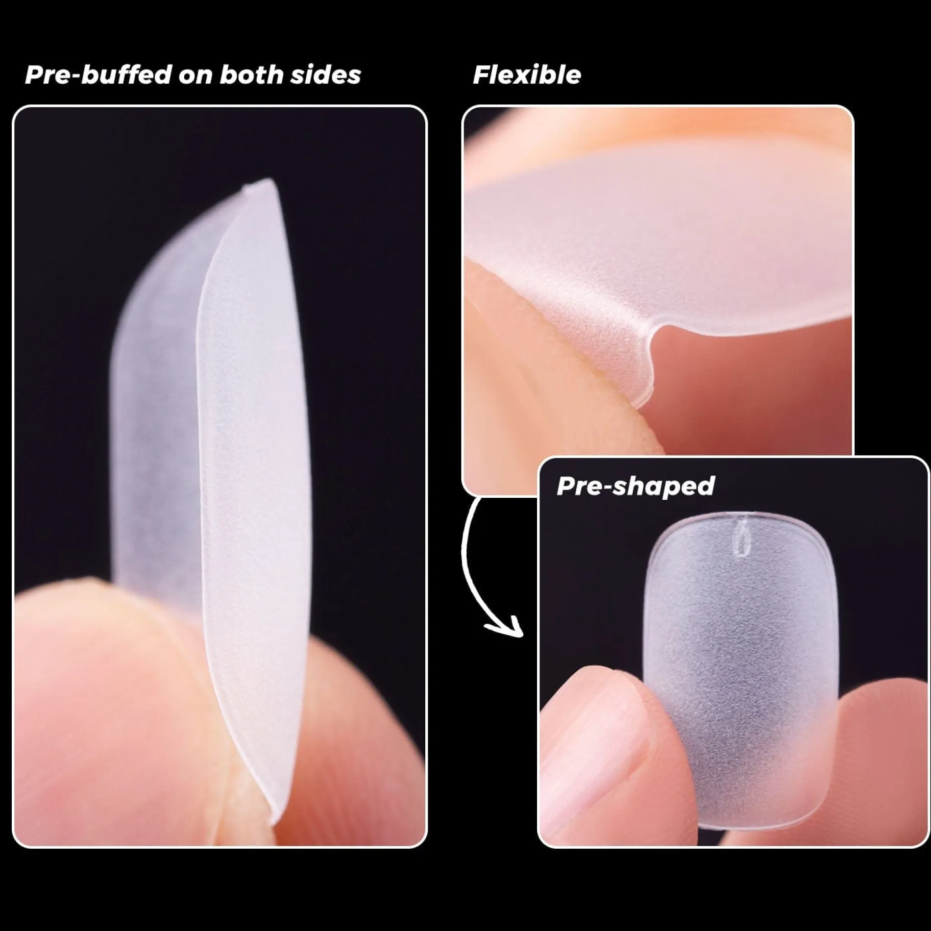 300pcs Full Cover Nail Tips for Extension in 15 Sizes - Short Squoval