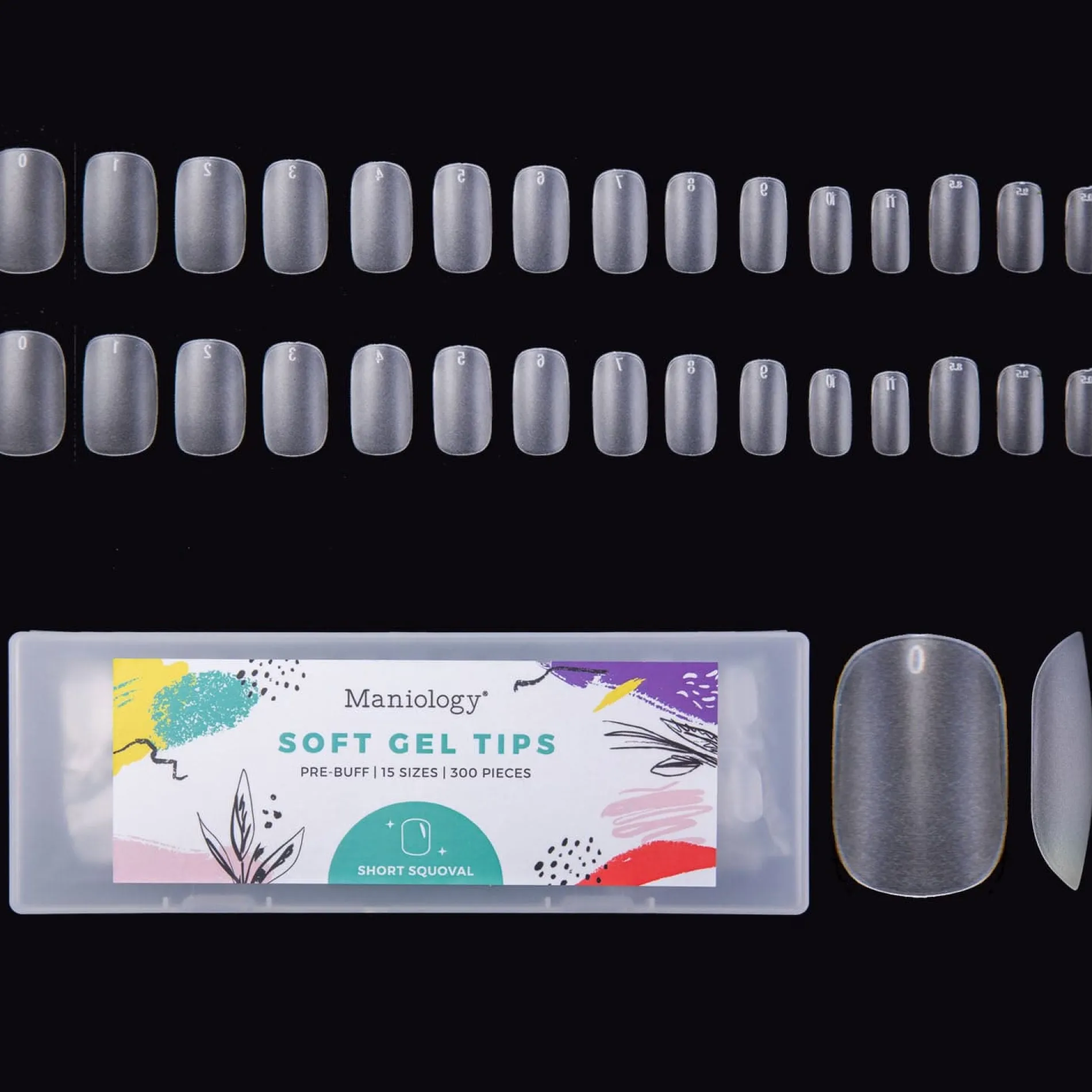 300pcs Full Cover Nail Tips for Extension in 15 Sizes - Short Squoval