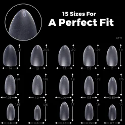 300pcs Full Cover Nail Tips for Extension in 15 Sizes - Short Almond