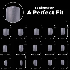 300pcs Full Cover Nail Tips for Extension in 15 Sizes - XS Square