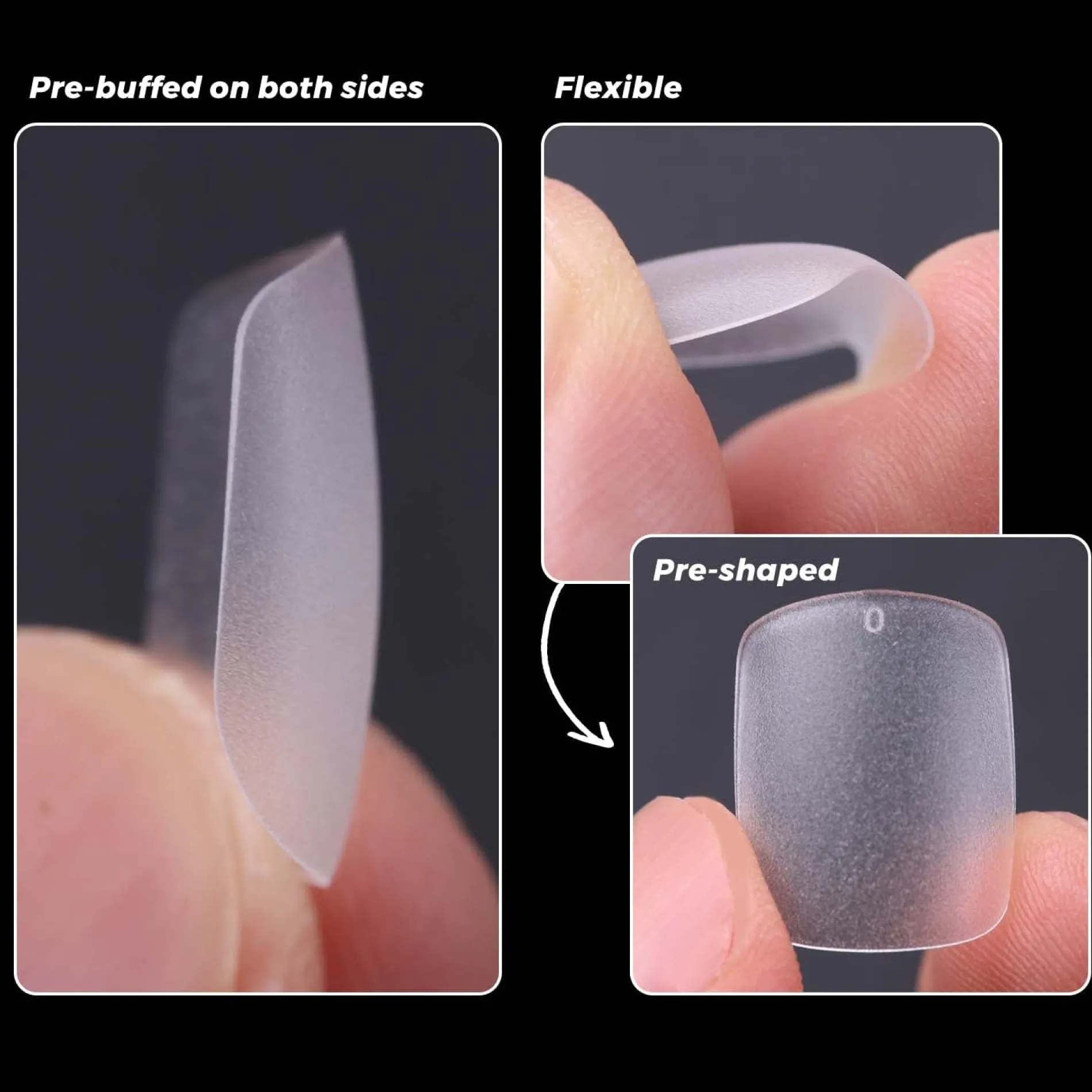 300pcs Full Cover Nail Tips for Extension in 15 Sizes - XS Square