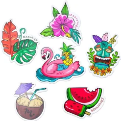 6pc Vinyl Stickers Set - Island Style Hawaiian Plants