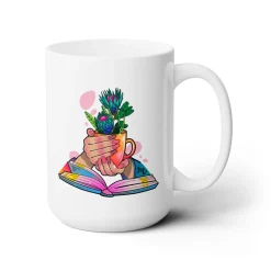 Plants, Books and Nails Ceramic Coffee Mug 15oz