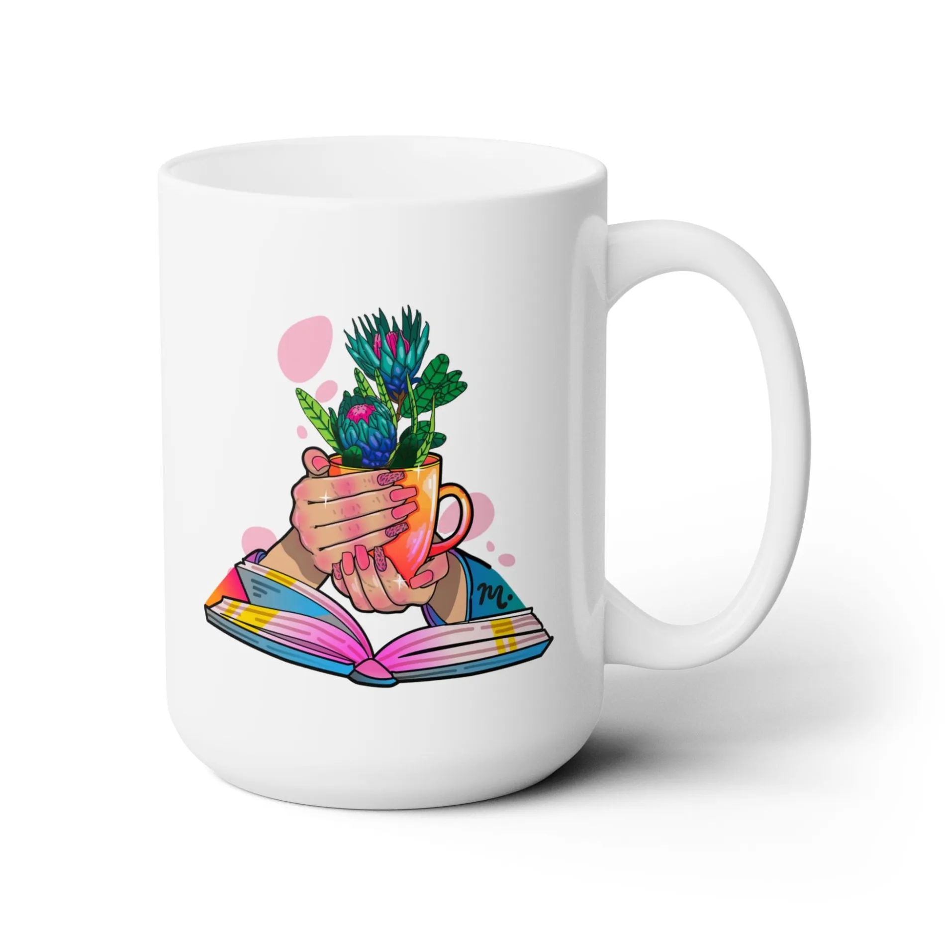 Plants, Books and Nails Ceramic Coffee Mug 15oz