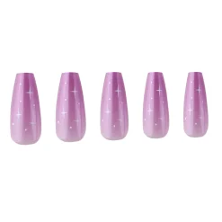 Purple Nebula Press On Nails - Medium Coffin