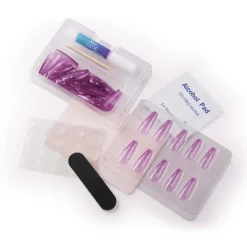 Purple Nebula Press On Nails - Medium Coffin