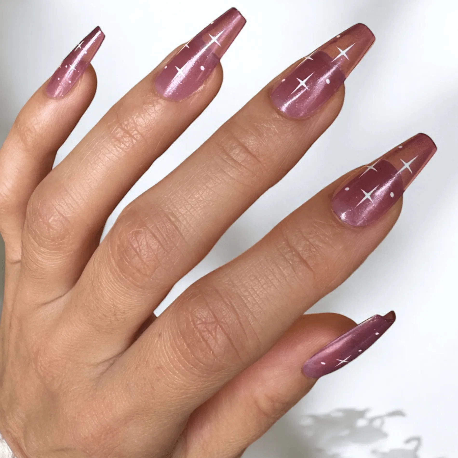 Purple Nebula Press On Nails - Medium Coffin