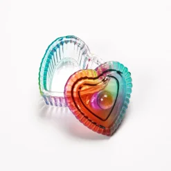 Rainbow Heart Glass Dish with lid
