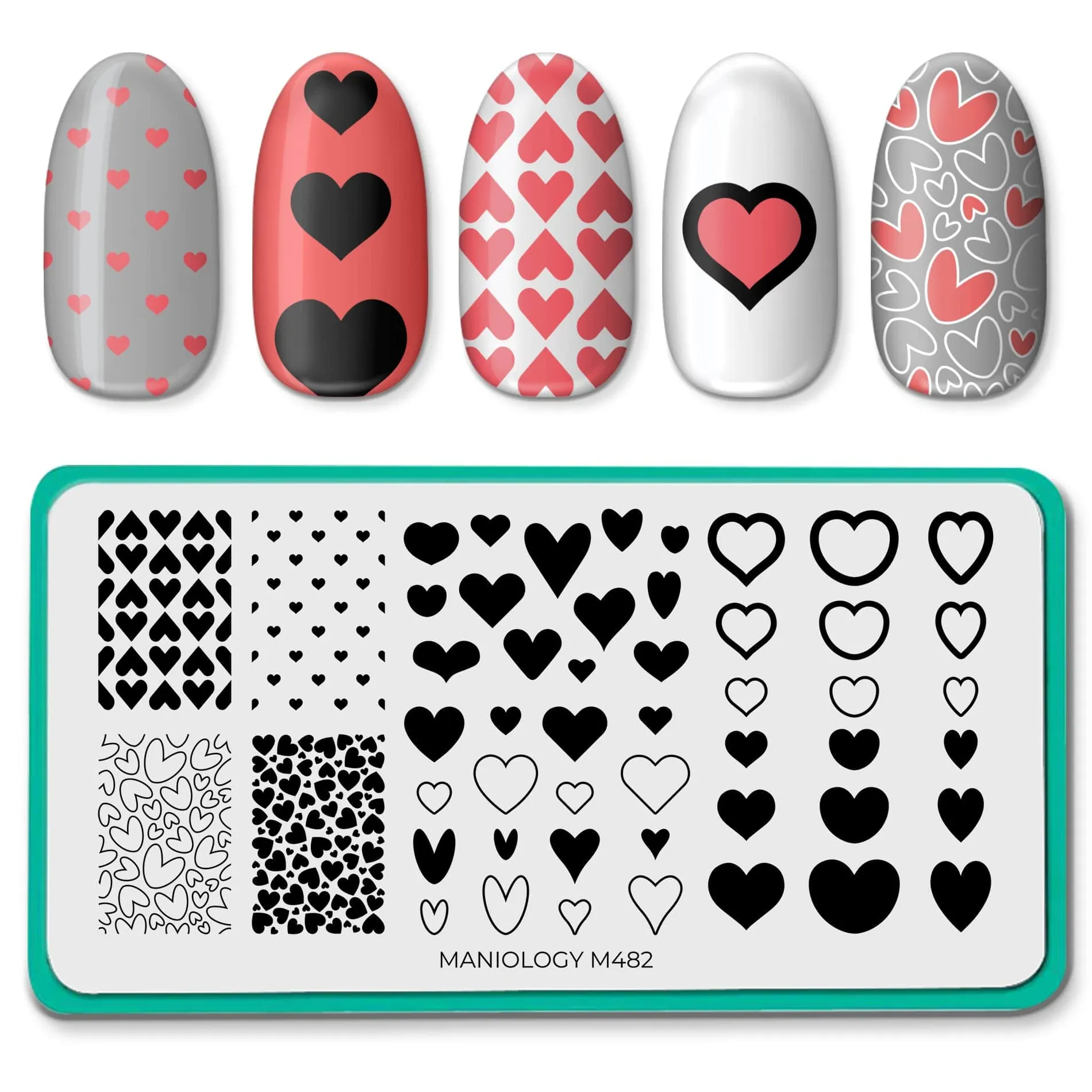 Shape Nouveau: Happy Hearts (M482) - Nail Stamping Plate