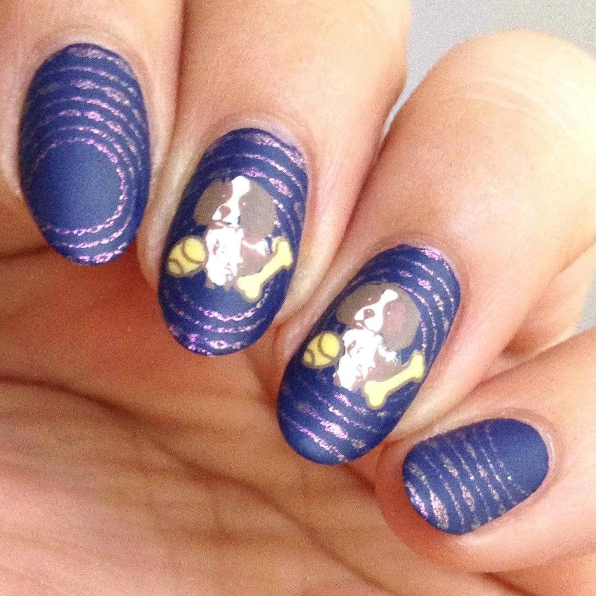 Shibori (B265) - Navy Blue Cream Stamping Polish