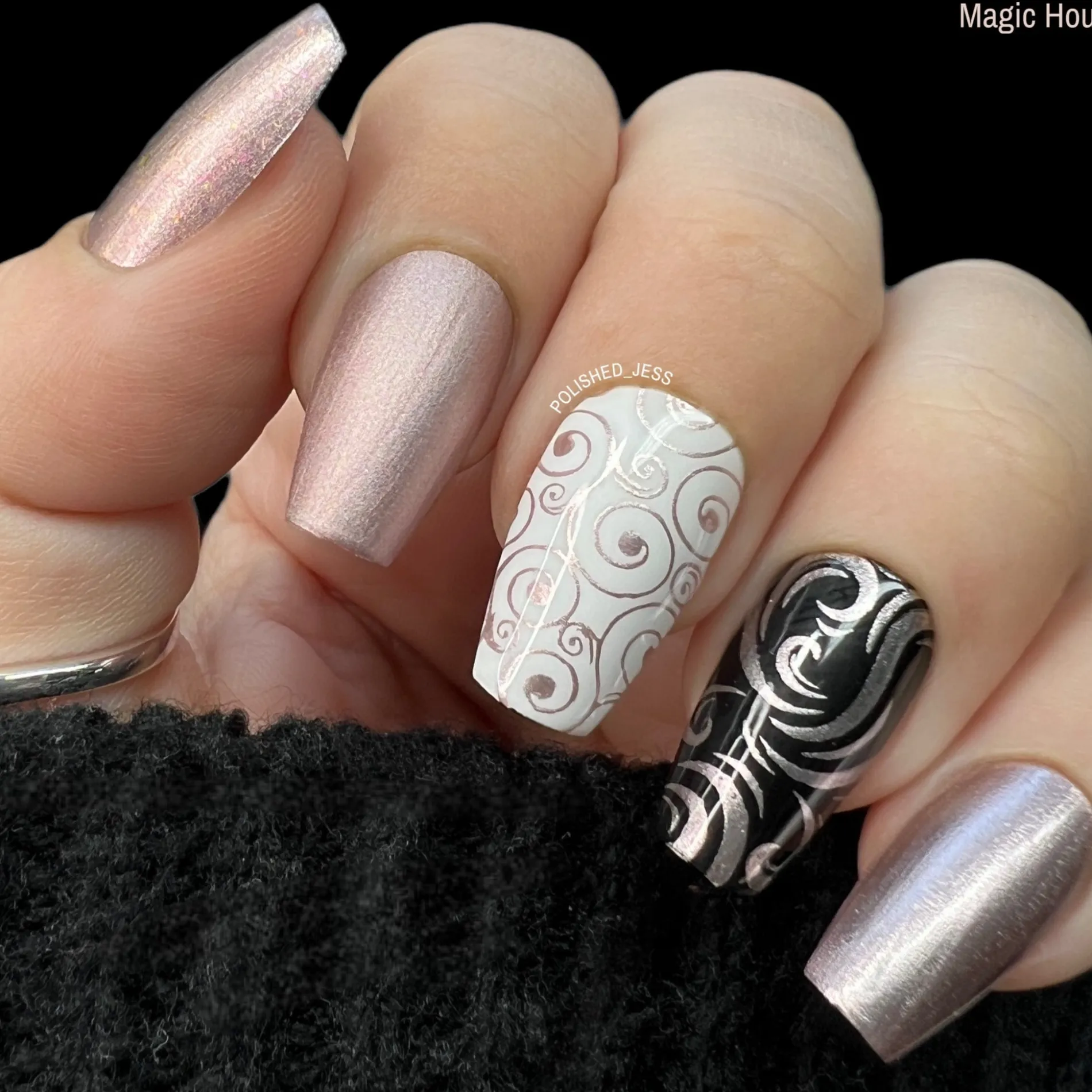 Snowflake Waltz Collection: Magic Hour (B229) - Champagne Shimmer Stamping Polish
