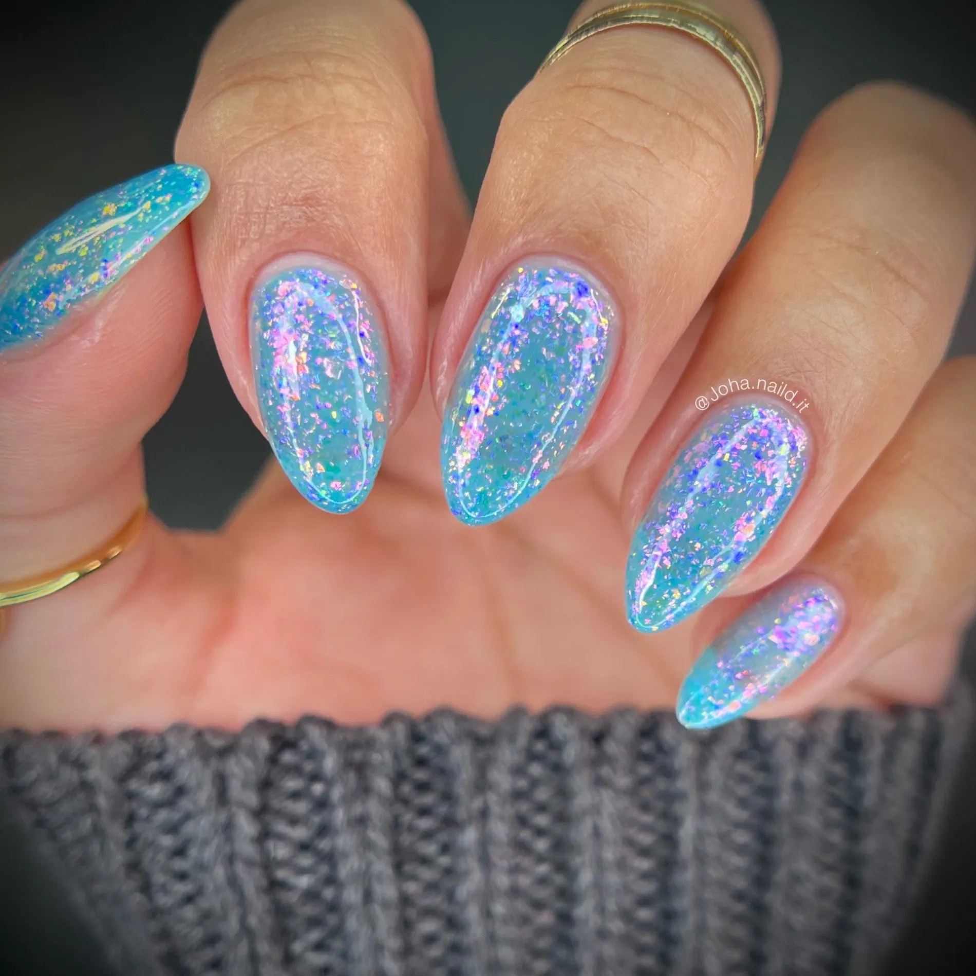 Songbird: Blue Jay (P145) - Blue Jelly Flakies Topper Nail Polish