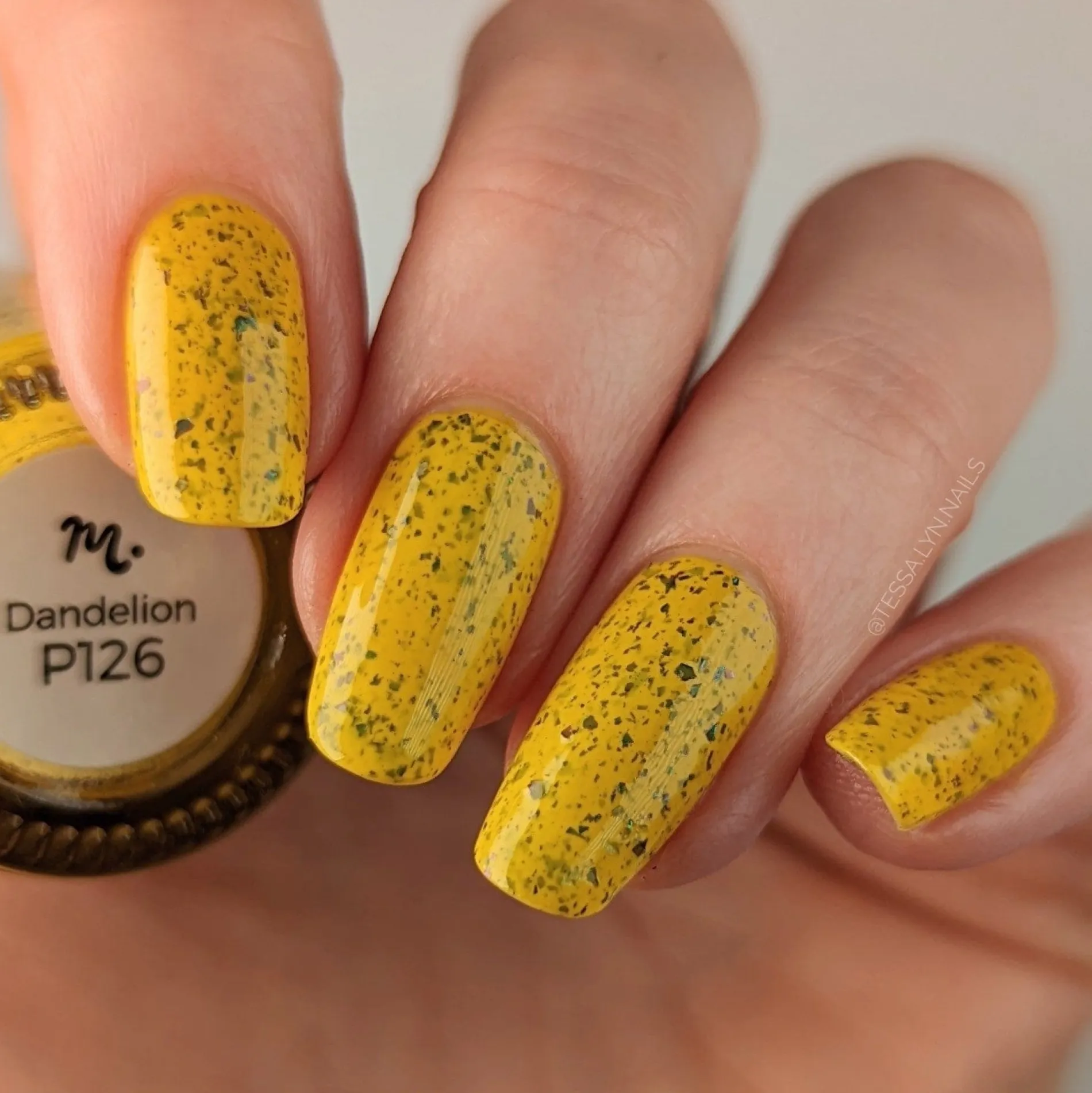Spring Sonata: Dandelion (P126) - Mustard with Glitter Flakies Nail Polish