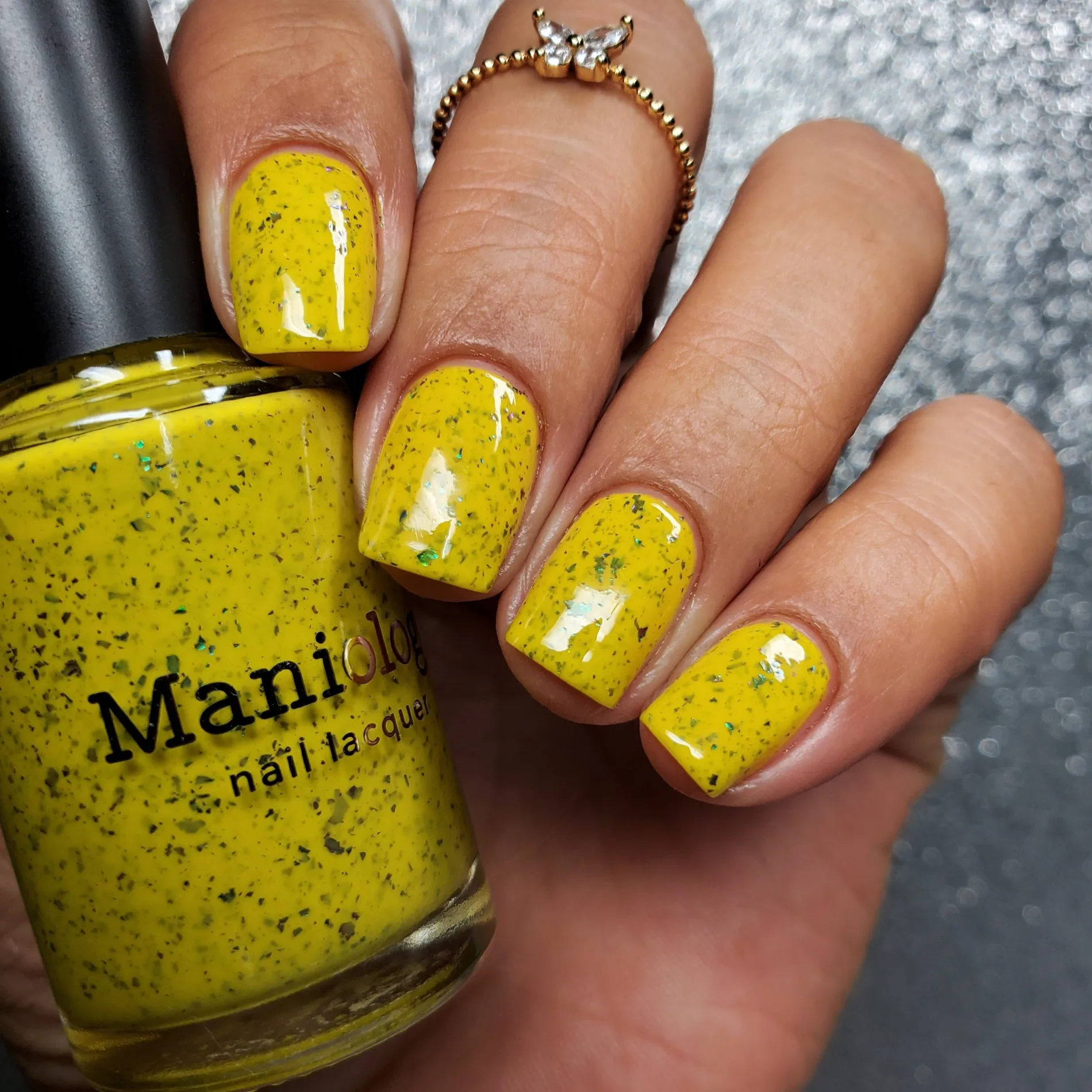 Spring Sonata: Dandelion (P126) - Mustard with Glitter Flakies Nail Polish