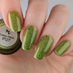 Spring Sonata: Grassy Patch (P127) - Green w/Glitter Flakies Nail Polish