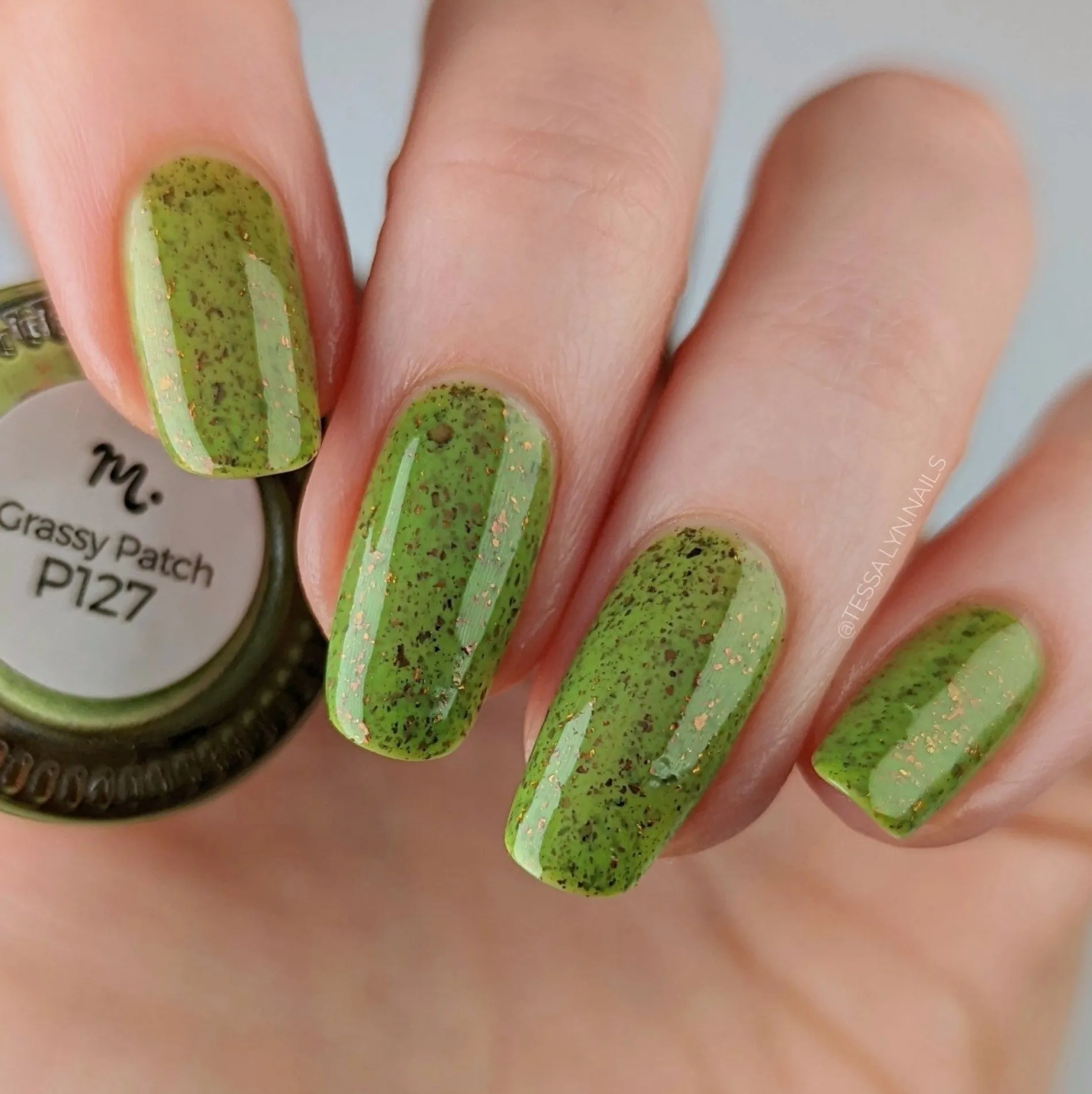 Spring Sonata: Grassy Patch (P127) - Green w/Glitter Flakies Nail Polish