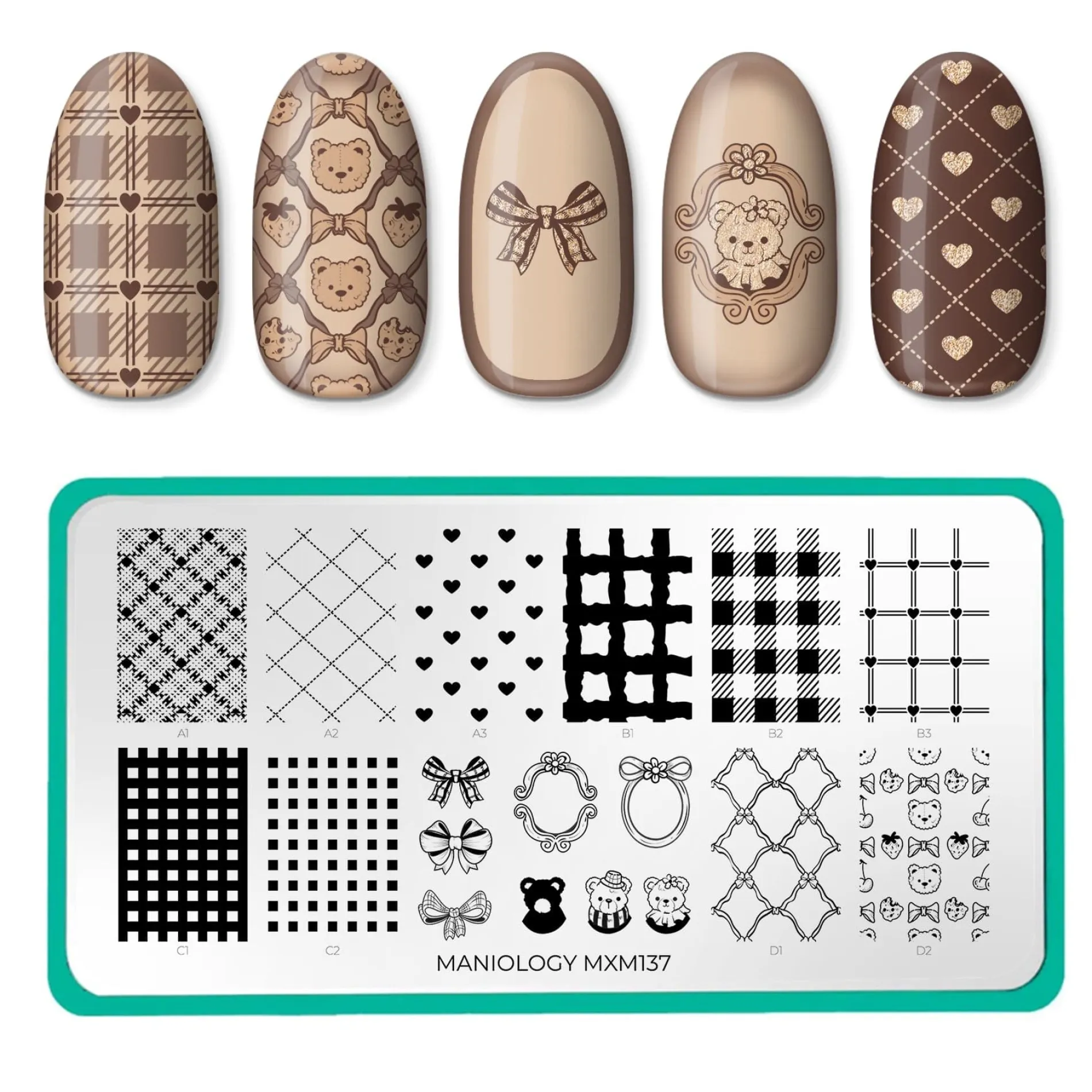 Teddy and Me: Bear Necessities (MXM137) - Nail Stamping Plate