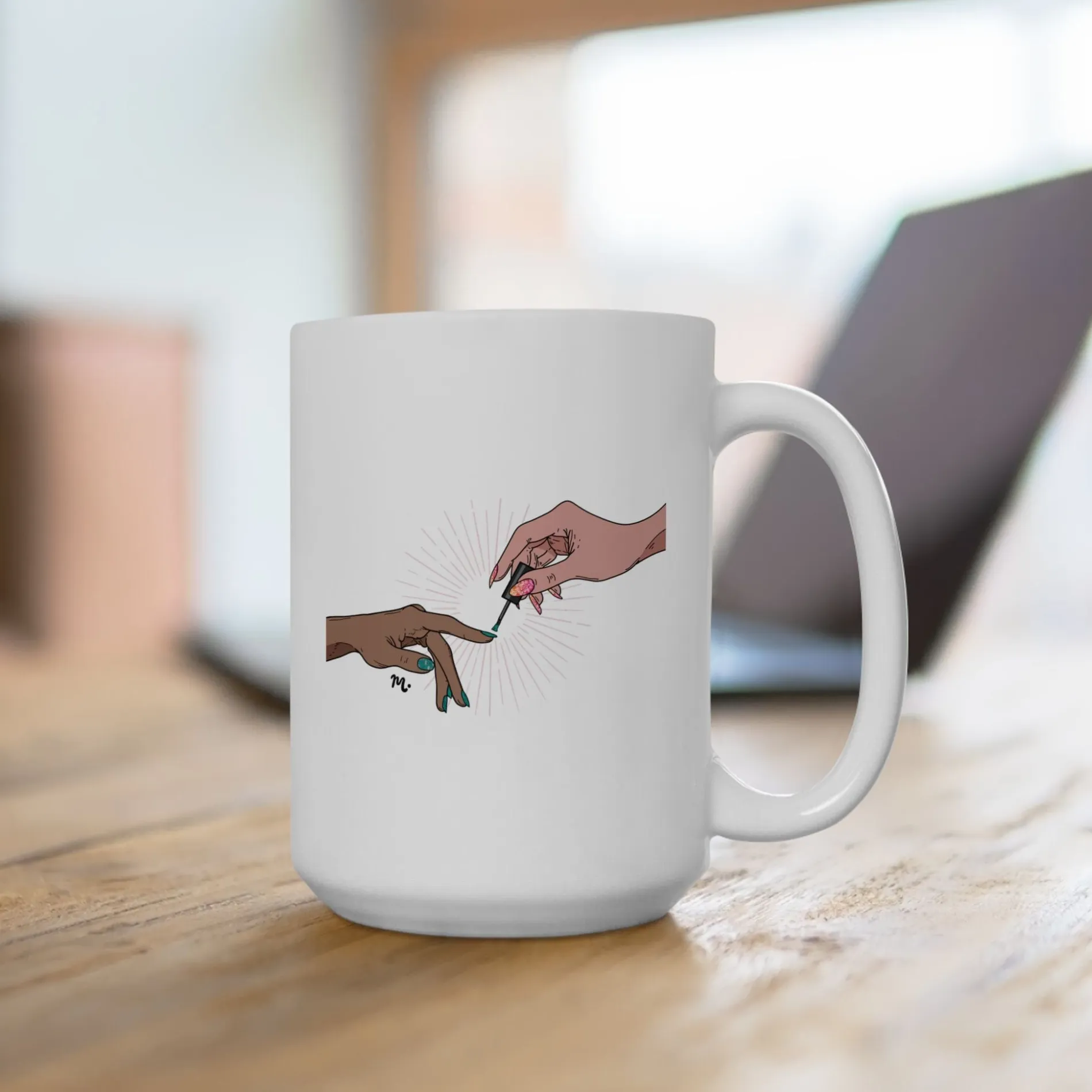 The Creation of Manicure Ceramic Coffee Mug 15oz