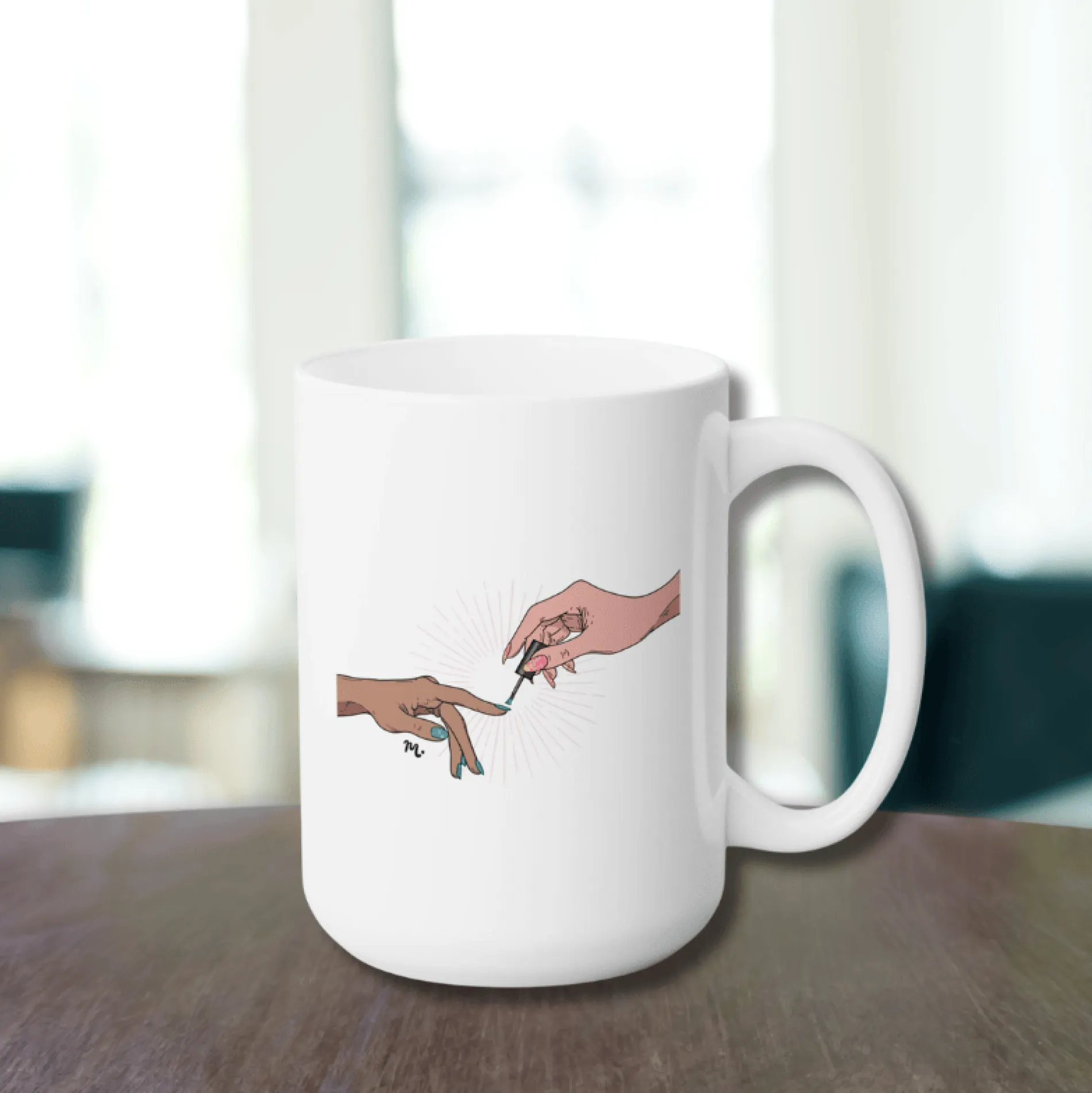 The Creation of Manicure Ceramic Coffee Mug 15oz