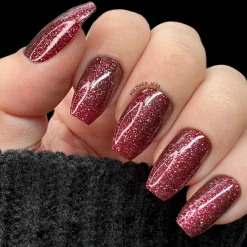 Tinseltown: Fame (P141) - Semi Sheer Dark Red with Glitter Nail Polish