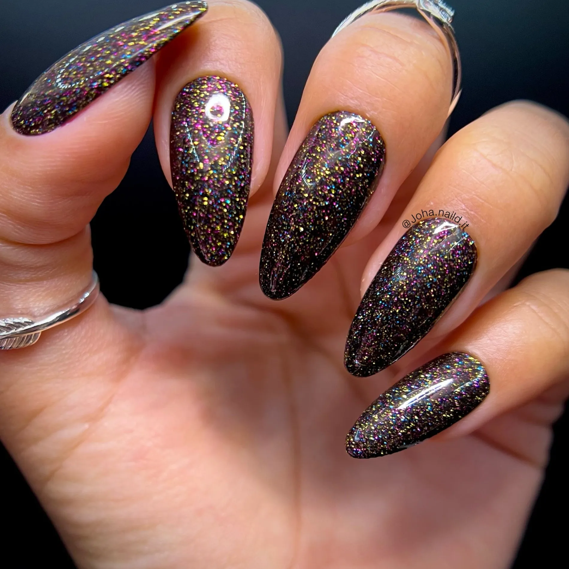 Tinseltown: Hollywood (P142) - Semi Sheer Black with Glitter Nail Polish