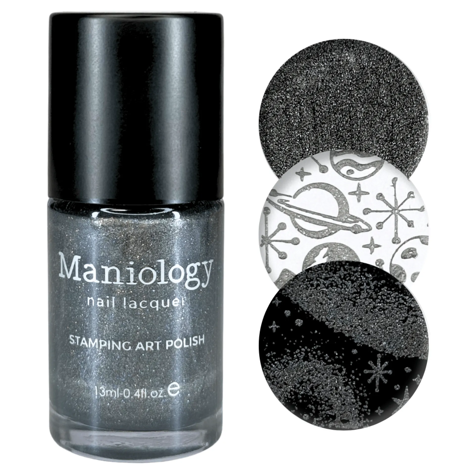 UFO (B573) - Dark Gray with Silver Glitter Stamping Polish