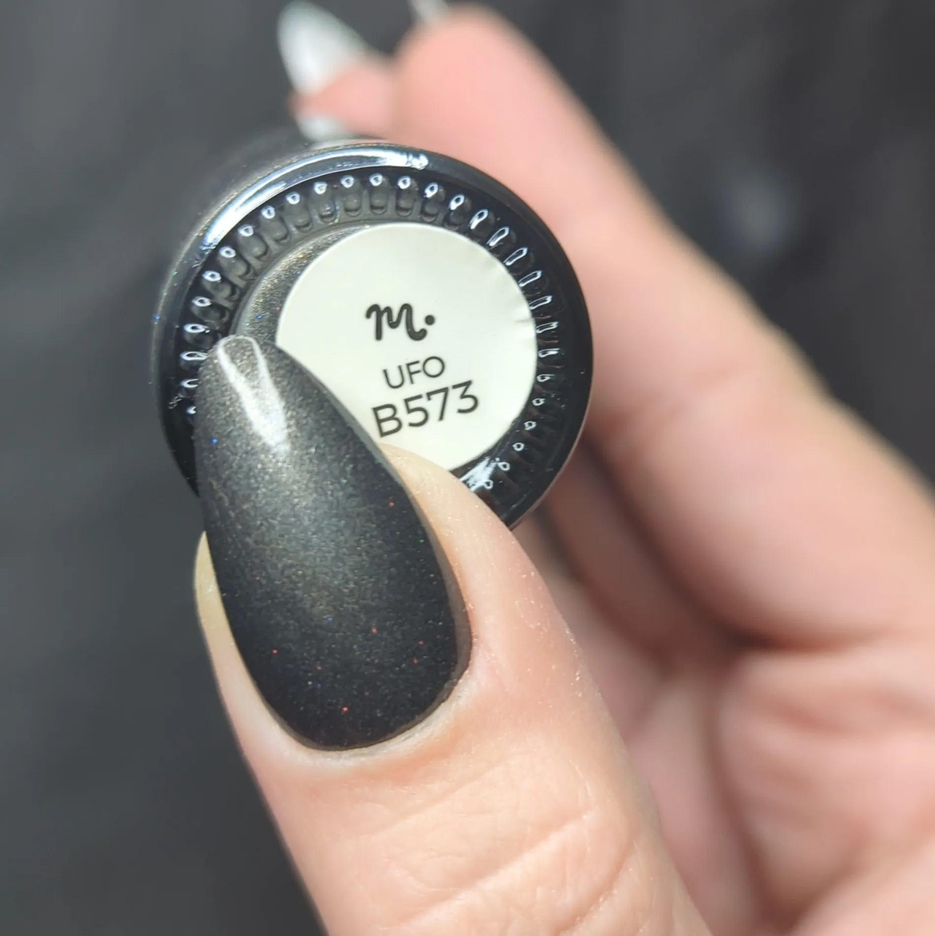 UFO (B573) - Dark Gray with Silver Glitter Stamping Polish
