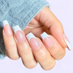 White Tie Press On Nails - Short Coffin