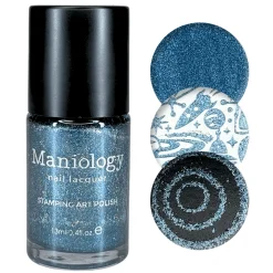 Zero Gravity (B574) - Metallic Blue with Holo Glitter Stamping Polish